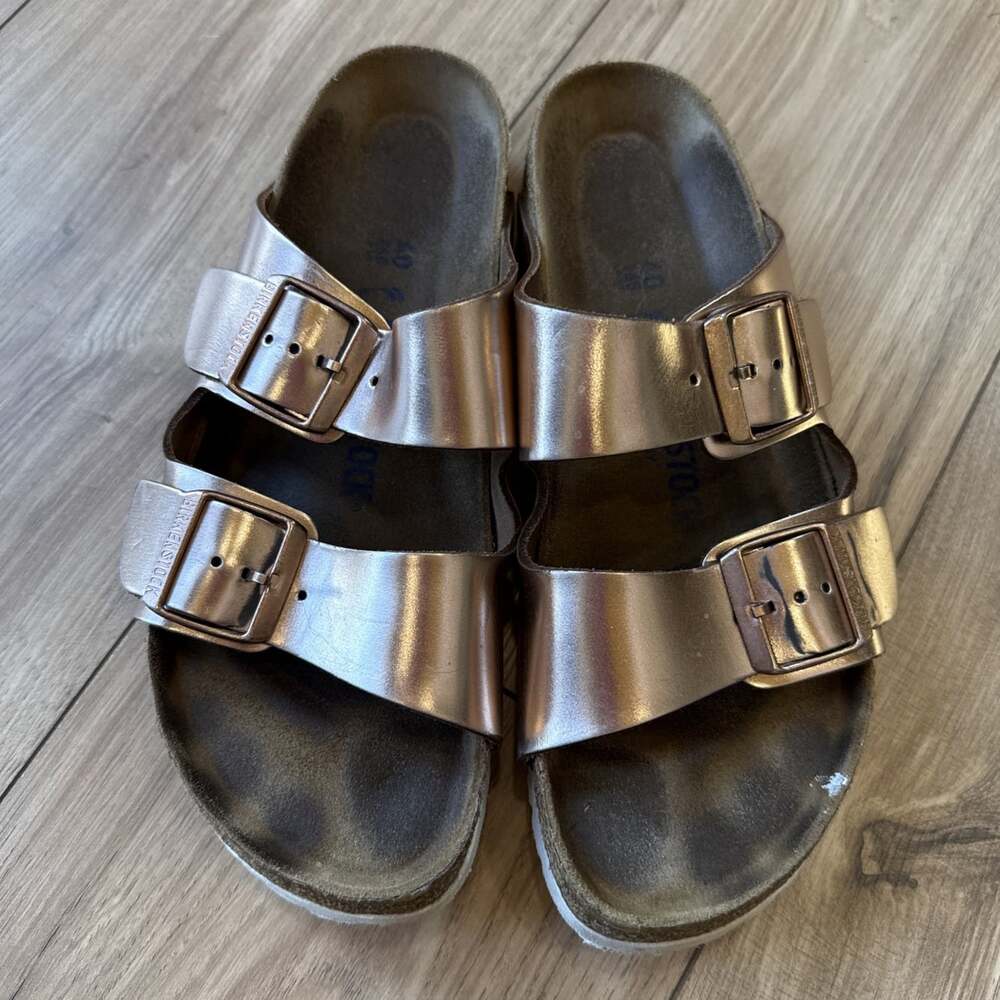 Birkenstock Metallic Copper Sz 40 Arizona Soft Footbed Sandals Women’s 9